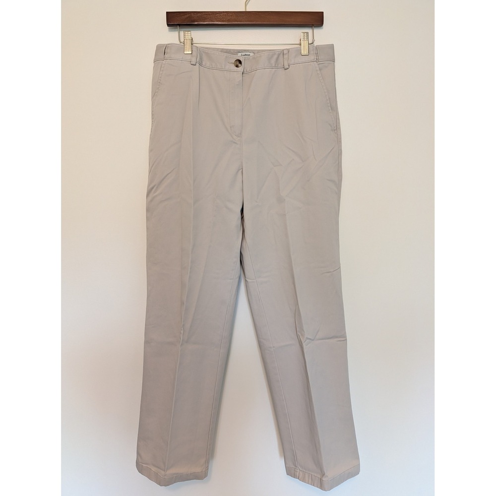 LL Bean Classic Fit Chino Pants Womens 12 Regular Khaki Trousers (fits 32x29)